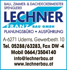 Print-Anzeige von: Lechner Franz Bau GmbH, Bau- Zimmer- & Dachdeckermeister