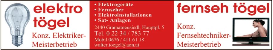 Print-Anzeige von: Tögel KG, Elektro-Radio-TV-Großhdl
