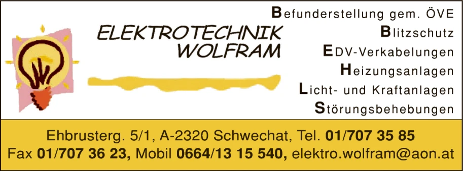 Print-Anzeige von: Wolfram, Werner, Elektrotechnik