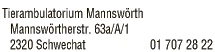 Print-Anzeige von: Tierambulatorium Mannswörth