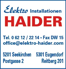 Print-Anzeige von: Haider, Wolfgang, Elektroinstallation
