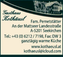 Print-Anzeige von: Gasthaus Kothäusl Fam. Pernetstätter