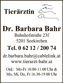 Print-Anzeige von: Bahr, Barbara, Dr., Tierärzte