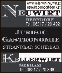 Print-Anzeige von: Jurisic Gastronomie GmbH, Gasthaus Neuwirt