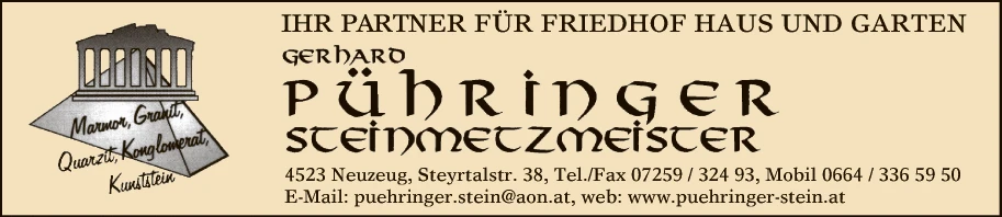 Print-Anzeige von: Pühringer, Gerhard, Steinmetzmeister
