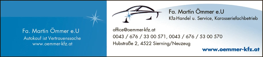 Print-Anzeige von: Ömmer, Johannes, Auto u Zweirad Print-Anzeige von: Ömmer, Johannes, Auto u Zweirad