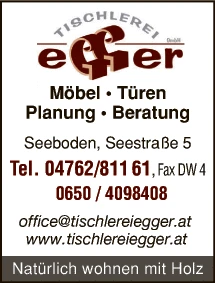 Print-Anzeige von: Tischlerei Egger GmbH