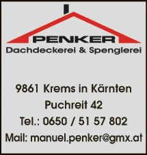 Print-Anzeige von: Penker, Manuel, Dachdeckerei u. Spenglerei