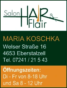 Print-Anzeige von: Salon Hair Flair - Koschka, Maria, Friseur