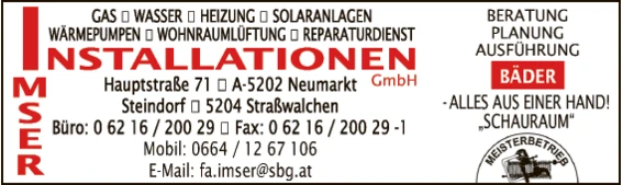 Print-Anzeige von: Imser, Gerhard, Installationen, Gas-Wasser-Heizung