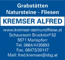 Print-Anzeige von: Kremser, Alfred, Natursteine-Fliesen