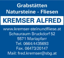 Print-Anzeige von: Kremser, Alfred, Natursteine-Fliesen Print-Anzeige von: Kremser, Alfred, Natursteine-Fliesen