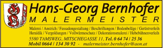 Print-Anzeige von: Bernhofer, Hans-Georg, Malermeister
