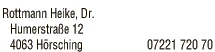 Print-Anzeige von: Rottmann, Heike, Dr., FA f Allgemeinmedizin