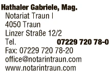 Print-Anzeige von: Hathaler, Gabriele, Mag., Notar