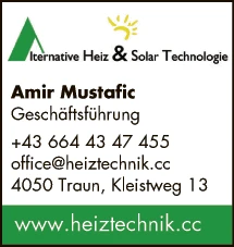 Print-Anzeige von: Mustafic Amir, Alternative Heiz & Solar Technologie