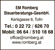Print-Anzeige von: Steuerberatungs-GesmbH E M Romberg
