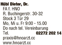 Print-Anzeige von: Hübl, Dieter, Dr.