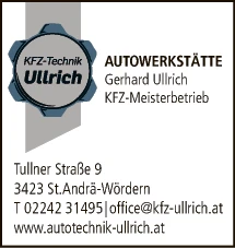 Print-Anzeige von: KFZ-Technik Ullrich, Gerhard, Kraftfahrzeugtechniker