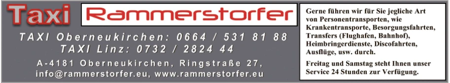 Print-Anzeige von: Taxi-Rammerstorfer, Taxiunternehmen