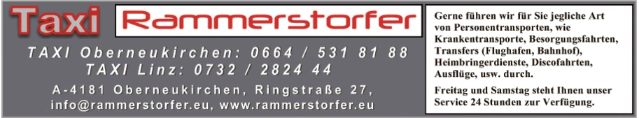 Print-Anzeige von: Taxi-Rammerstorfer, Taxiunternehmen