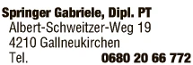Print-Anzeige von: Springer Gabriele, Physiotherapie