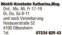Print-Anzeige von: Höchtl-Kronheim, Katharina, Mag., Diplom-Tierarzt