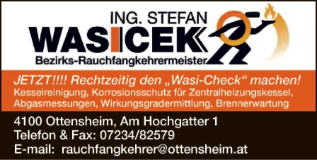 Print-Anzeige von: Wasicek, Stefan, Ing., BEZ. Rauchfangkehrermeister