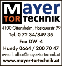 Print-Anzeige von: Mayer Tortechnik GmbH, Tore