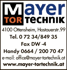Print-Anzeige von: Mayer Tortechnik GmbH, Tore Print-Anzeige von: Mayer Tortechnik GmbH, Tore