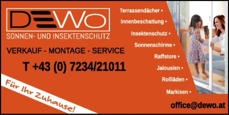 Print-Anzeige von: DeWo Sonnen- u Insektenschutz e.U, Sonnenschutz