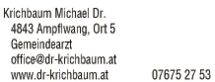 Print-Anzeige von: Krichbaum, Michael, Dr., Ärzte \ f Allgemeinmedizin