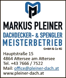 Print-Anzeige von: Markus Pleiner Dachdecker- u. Spenglermeisterbetrieb Gmbh & Co KG, Dachdeckerei