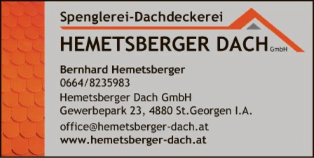 Print-Anzeige von: Hemetsberger Dach GmbH, Spenglerei Print-Anzeige von: Hemetsberger Dach GmbH, Spenglerei