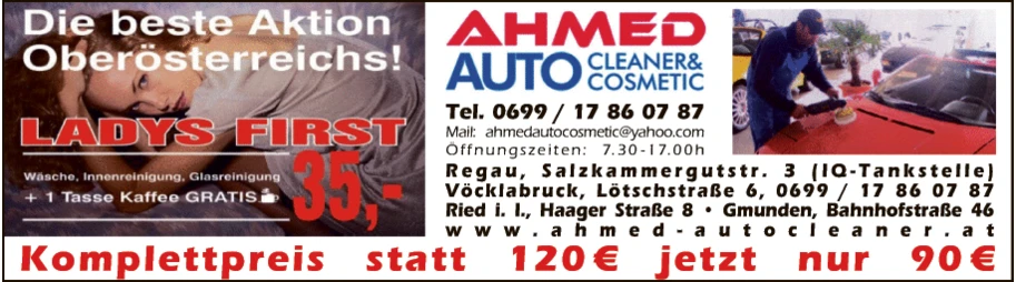 Print-Anzeige von: AHMED Auto Cleaner & Cosmetic, Autopflege