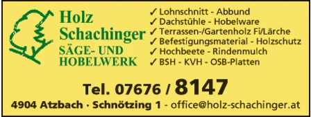 Print-Anzeige von: Holz Schachinger, Konrad, Sägewerk
