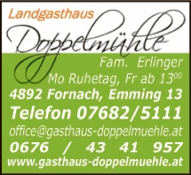Print-Anzeige von: Landgasthaus Doppelmühle Print-Anzeige von: Landgasthaus Doppelmühle