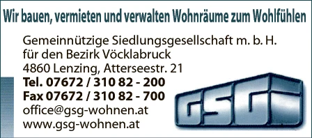 Print-Anzeige von: Gemeinnützige Siedlungsgesellschaft m.b.H., für den Bezirk VB Print-Anzeige von: Gemeinnützige Siedlungsgesellschaft m.b.H., für den Bezirk VB