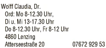 Print-Anzeige von: Wolff, Claudia, Dr., Ärzte \ Fachärzte f Zahn-, Mund-u Kieferheilkunde