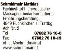 Print-Anzeige von: Schmidmair, Mathias, Massage