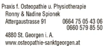 Print-Anzeige von: Ronny & Nadine Spionek, Praxis f. Osteopathie u. Physioth.