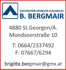 Print-Anzeige von: Bergmair, Brigitte, Dachdeckerei u Spenglerei