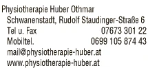 Print-Anzeige von: Huber, Othmar, Physiotherapie