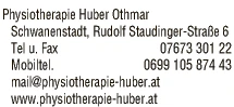 Print-Anzeige von: Huber, Othmar, Physiotherapie Print-Anzeige von: Huber, Othmar, Physiotherapie