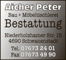 Print-Anzeige von: Peter Aicher, Tischlerei