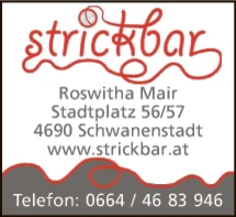 Print-Anzeige von: strickbar - Roswitha Mair, Strickwaren