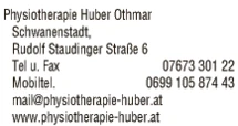 Print-Anzeige von: Huber, Othmar, Physiotherapie
