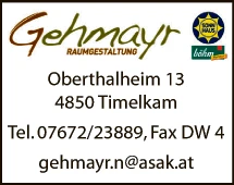 Print-Anzeige von: Gehmayr, Norbert, Fußboden- u Raumgestaltung