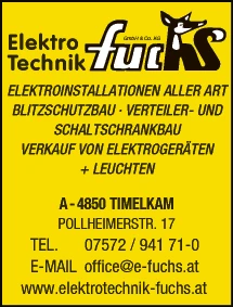 Print-Anzeige von: Fuchs Elektro GesmbH & Co KG, konz. Elektrounternehmen