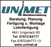 Print-Anzeige von: UNIMET Metallverarbeitung GmbH & Co KG